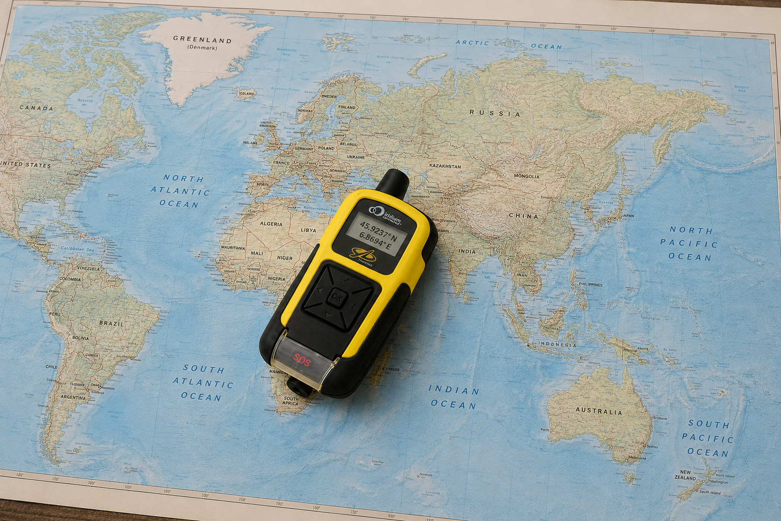 YB3 satellite tracker on a modern world map